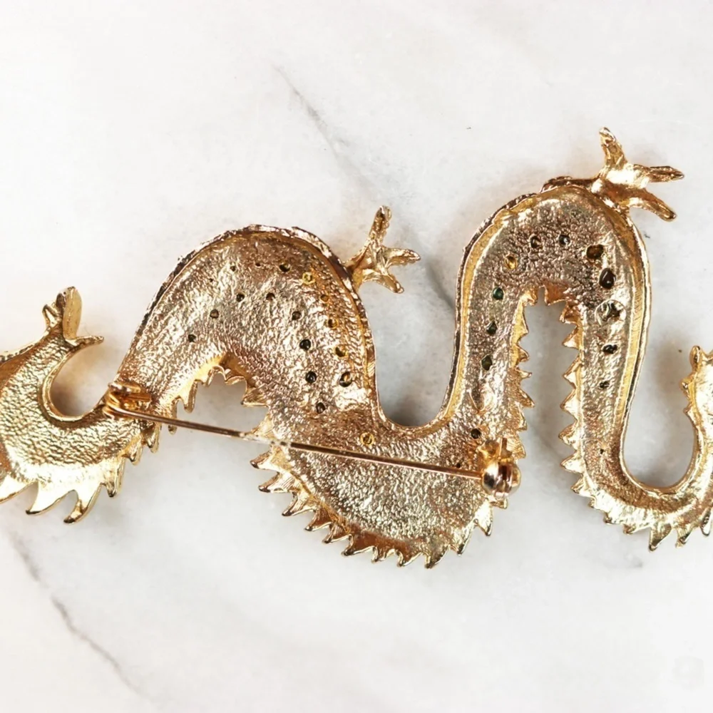 LUNAR NEW YEAR Crystal Encrusted Dragon Brooch 🌙